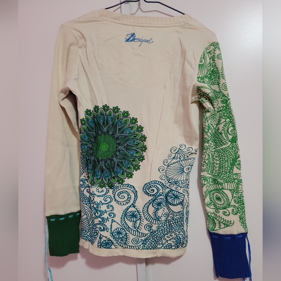 DESIGUAL long sleeved, floral beaded top - Picture 2 of 6